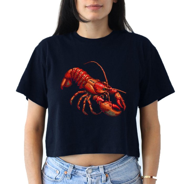Lobster In Pixel Form Crop Top