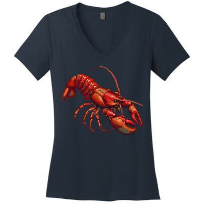 Lobster In Pixel Form Women's V-Neck T-Shirt