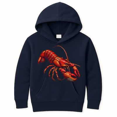 Lobster In Pixel Form Kids Hoodie