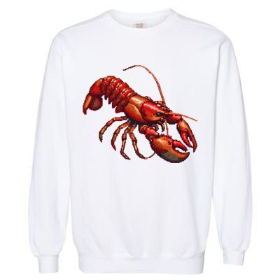 Lobster In Pixel Form Garment-Dyed Sweatshirt