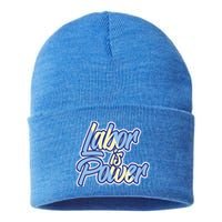 Labor Is Power Labour Movet Usa Canada American Workers Gift Sustainable Knit Beanie