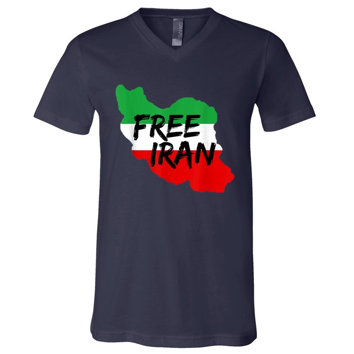 Love Iran Persian Freedom Free Iran V-Neck T-Shirt