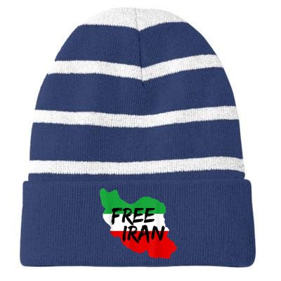 Love Iran Persian Freedom Free Iran Striped Beanie with Solid Band