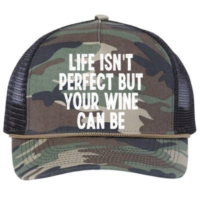 Life Isn't Perfect But Your Wine Can Be Funny Sarcastic Gift Retro Rope Trucker Hat Cap