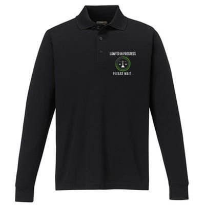 Lawyer In Progress Please Wait Attorney Law School Degree Performance Long Sleeve Polo