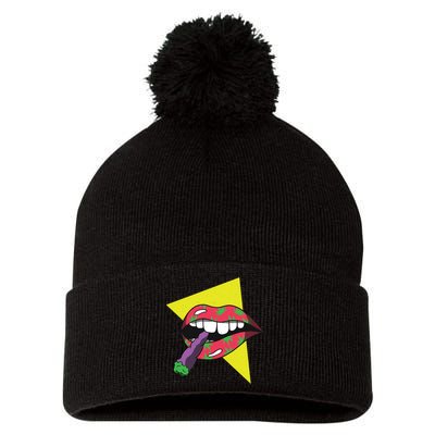 Lips Joint Pom Pom 12in Knit Beanie