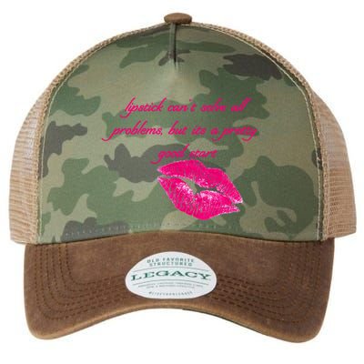 Lipstick Can't Solve All Pretty Problems But It's A Good Start Legacy Tie Dye Trucker Hat