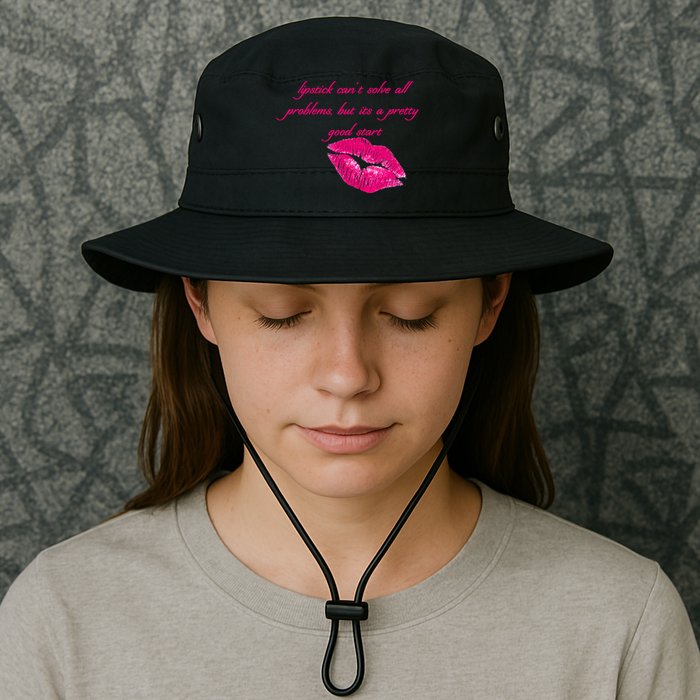 Lipstick Can't Solve All Pretty Problems But It's A Good Start Bucket Hat