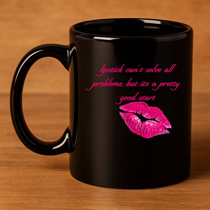 Lipstick Can't Solve All Pretty Problems But It's A Good Start 11oz C Handle Ceramic Mug