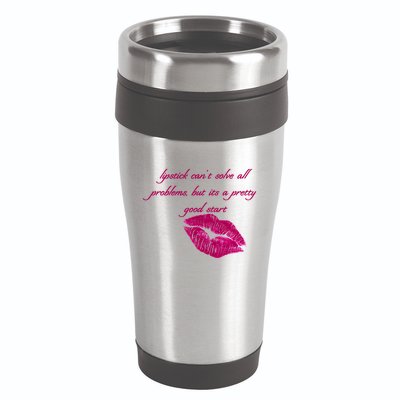 Lipstick Can't Solve All Pretty Problems But It's A Good Start 16oz Travel Tumbler