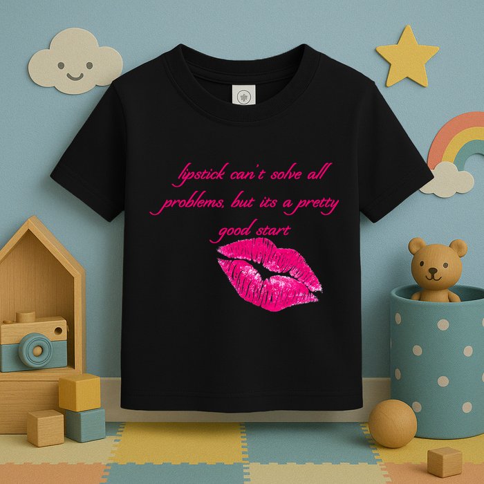 Lipstick Can't Solve All Pretty Problems But It's A Good Start Toddler T-Shirt