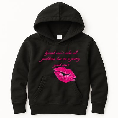 Lipstick Can't Solve All Pretty Problems But It's A Good Start Kids Hoodie