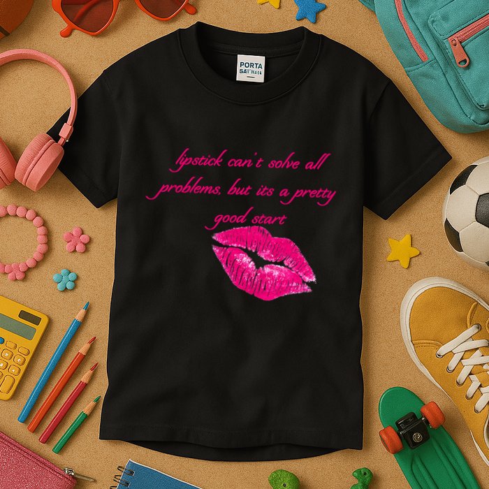 Lipstick Can't Solve All Pretty Problems But It's A Good Start Kids T-Shirt