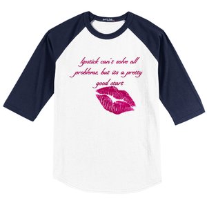 Lipstick Can't Solve All Pretty Problems But It's A Good Start Baseball Sleeve Shirt