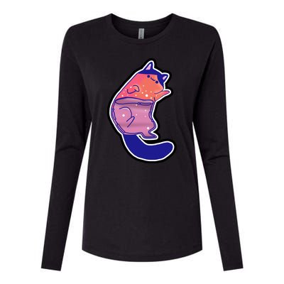 Liquid Cat Womens Cotton Relaxed Long Sleeve T-Shirt