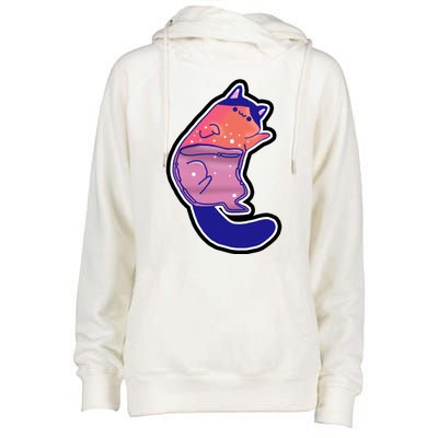 Liquid Cat Womens Funnel Neck Pullover Hood