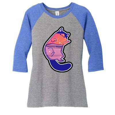 Liquid Cat Women's Tri-Blend 3/4-Sleeve Raglan Shirt