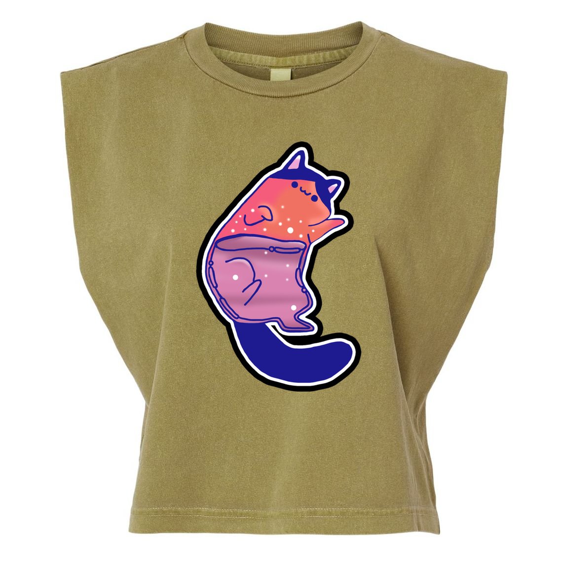 Liquid Cat Garment-Dyed Women's Muscle Tee