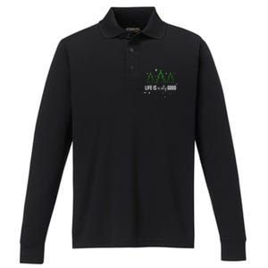 Life Is Really Good Because Winter Season Christmas Holiday Performance Long Sleeve Polo