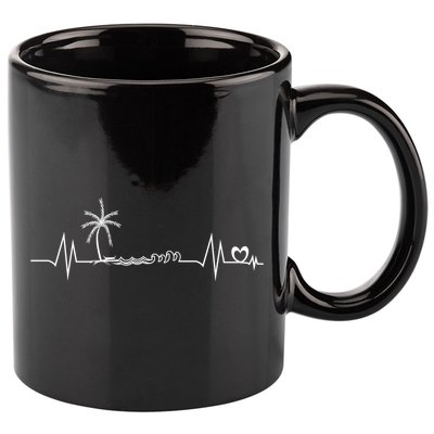 Life Is Really Good Beach Heartbeat Summer Beach Vacation Great Gift 11oz C Handle Ceramic Mug