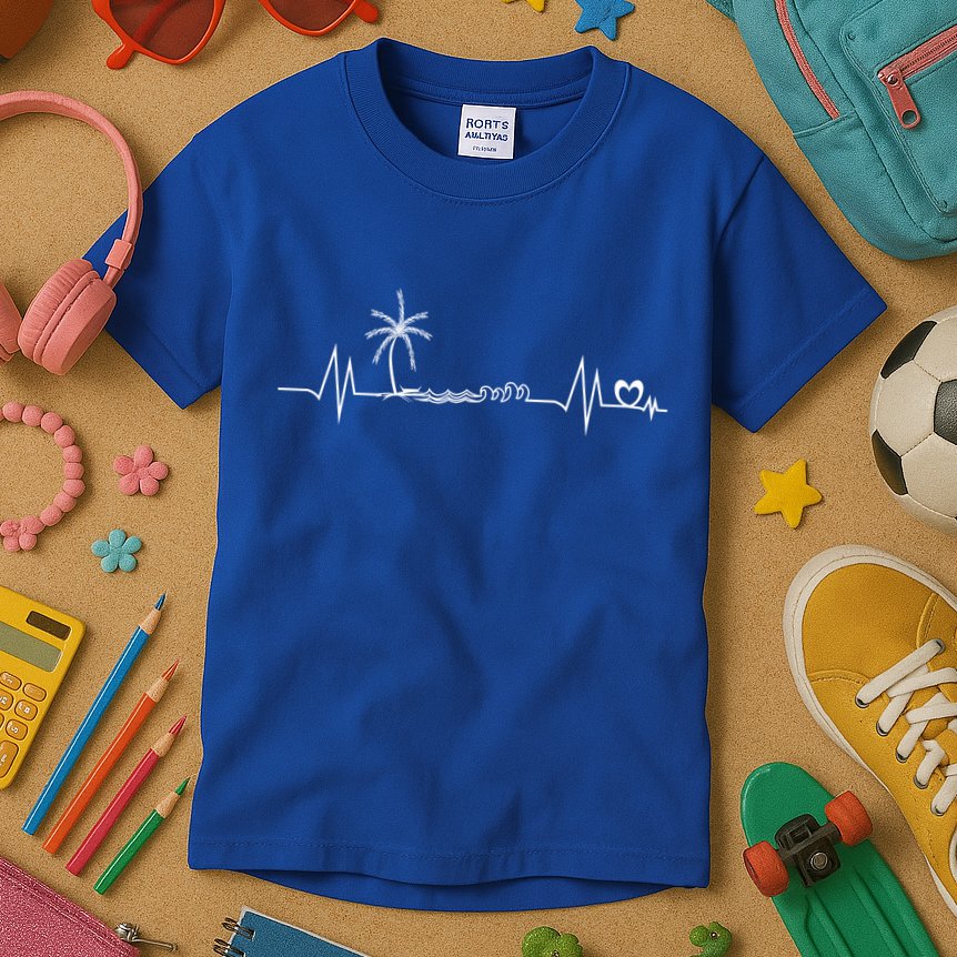Life Is Really Good Beach Heartbeat Summer Beach Vacation Great Gift Kids T-Shirt
