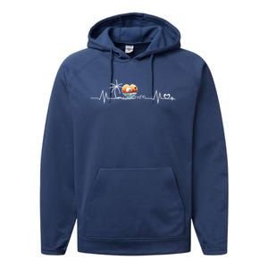 Life Is Really Good Beach Heartbeat Summer Beach Vacation Gift Performance Fleece Hoodie