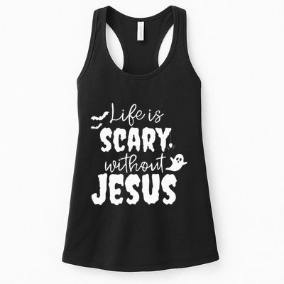 Life Is Scary Without Jesus Ghost Christian Halloween Womens Tank Top