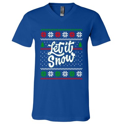 Let It Snow Christmas Funny Xmas Design Great Gift V-Neck T-Shirt