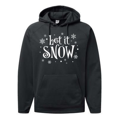 Let It Snow Christmas Snowflakes Performance Fleece Hoodie