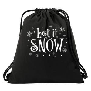 Let It Snow Christmas Snowflakes Drawstring Bag