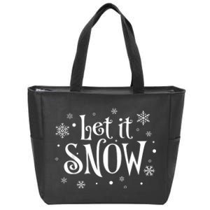 Let It Snow Christmas Snowflakes Zip Tote Bag