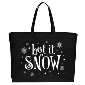 Let It Snow Christmas Snowflakes Cotton Canvas Jumbo Tote