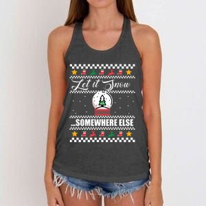 Let It Snow Somewhere Else Funny Christmas Winter Meme Gift Women's Knotted Racerback Tank