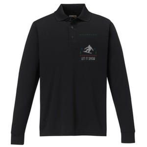 Let It Snow Funny Ugly Christmas Apparel  Snowboard Performance Long Sleeve Polo