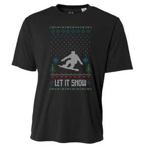 Let It Snow Funny Ugly Christmas Apparel  Snowboard Cooling Performance Crew T-Shirt