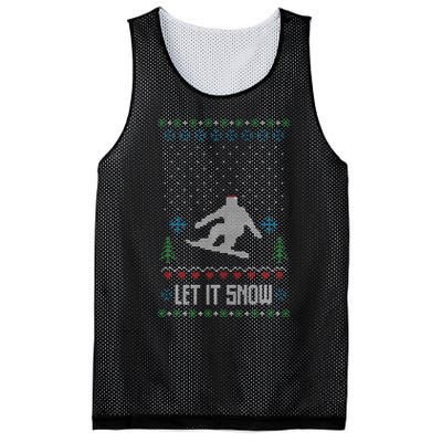 Let It Snow Funny Ugly Christmas Apparel  Snowboard Mesh Reversible Basketball Jersey Tank