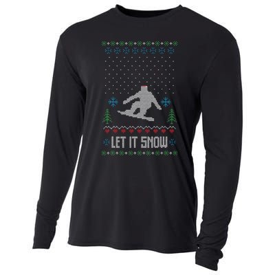 Let It Snow Funny Ugly Christmas Apparel  Snowboard Cooling Performance Long Sleeve Crew