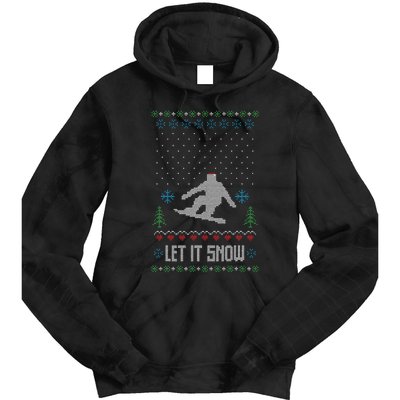 Let It Snow Funny Ugly Christmas Apparel  Snowboard Tie Dye Hoodie