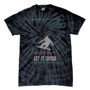 Let It Snow Funny Ugly Christmas Apparel  Snowboard Tie-Dye T-Shirt