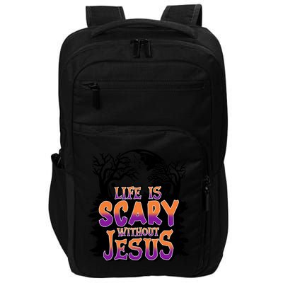 Life Is Scary Without Jesus Christian Halloween Tree Bible Impact Tech Backpack