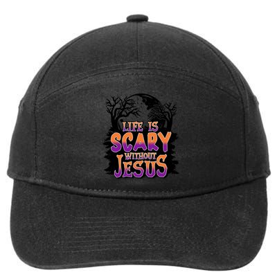 Life Is Scary Without Jesus Christian Halloween Tree Bible 7-Panel Snapback Hat