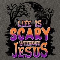 Life Is Scary Without Jesus Christian Halloween Tree Bible Cotton Canvas Backpack