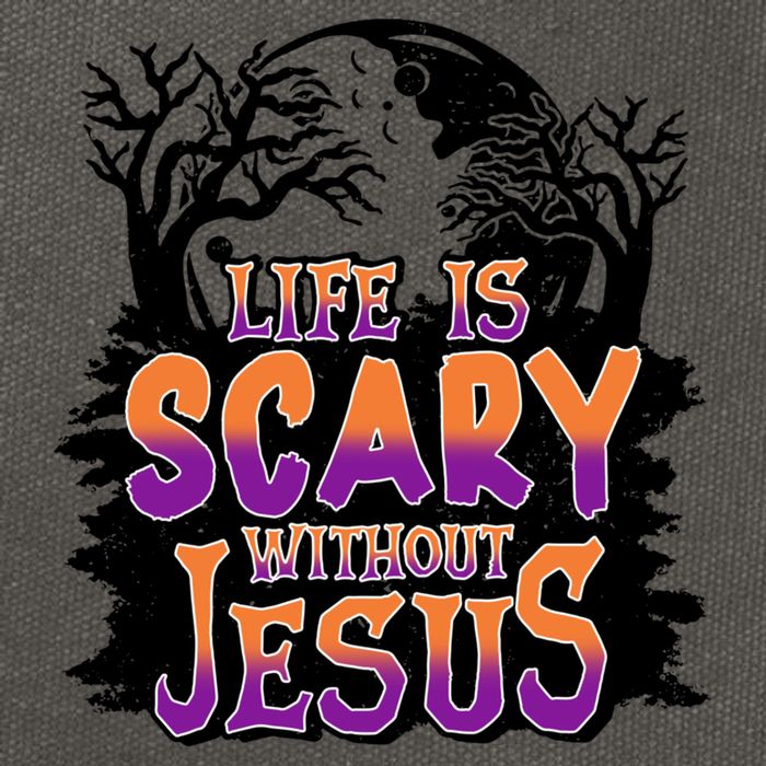 Life Is Scary Without Jesus Christian Halloween Tree Bible Cotton Canvas Backpack