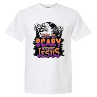 Life Is Scary Without Jesus Christian Halloween Tree Bible Garment-Dyed Heavyweight T-Shirt