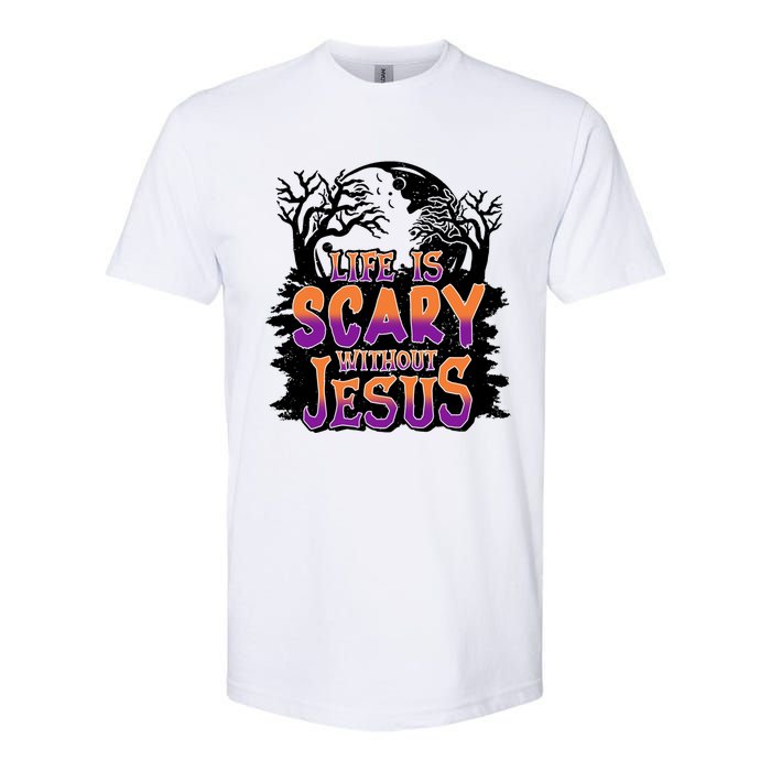 Life Is Scary Without Jesus Christian Halloween Tree Bible Softstyle CVC T-Shirt