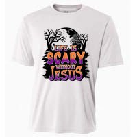 Life Is Scary Without Jesus Christian Halloween Tree Bible Cooling Performance Crew T-Shirt