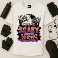 Life Is Scary Without Jesus Christian Halloween Tree Bible Cooling Performance Crew T-Shirt