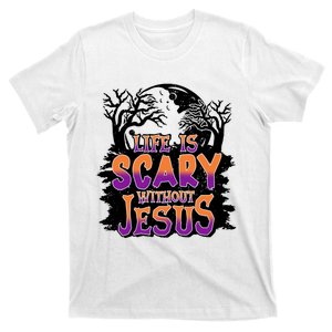 Life Is Scary Without Jesus Christian Halloween Tree Bible T-Shirt