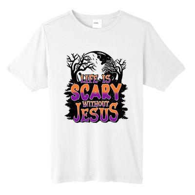 Life Is Scary Without Jesus Christian Halloween Tree Bible Tall Fusion ChromaSoft Performance T-Shirt