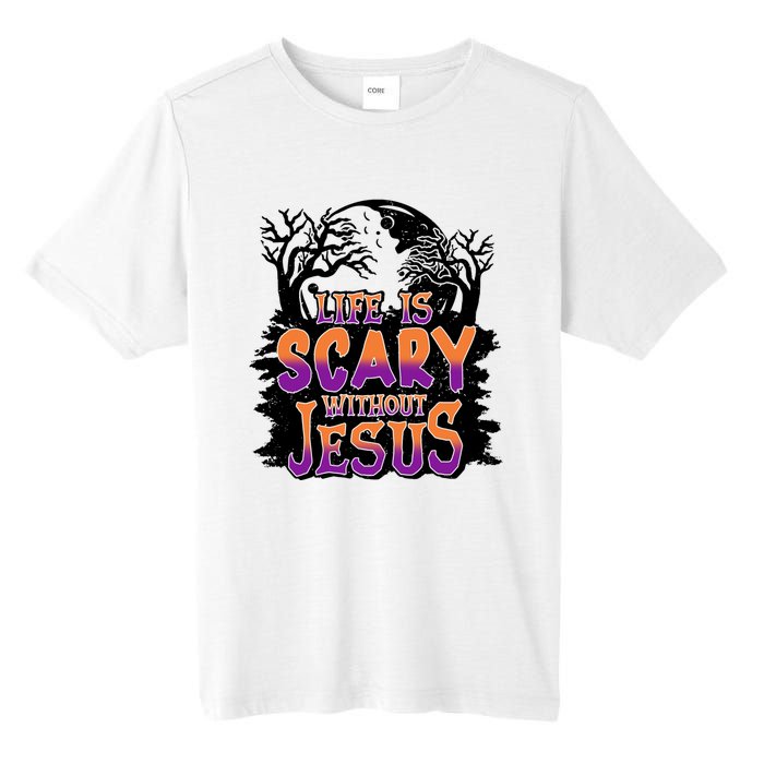 Life Is Scary Without Jesus Christian Halloween Tree Bible Tall Fusion ChromaSoft Performance T-Shirt